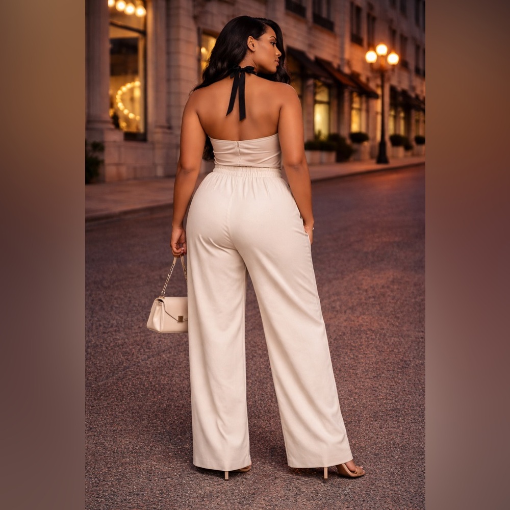 Glitz Beaute “Sovereign Ease” Cream Trousers - Picture 2 of 2